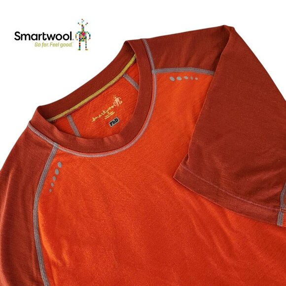 SMARTWOOL short sleeve shirt men's base layer merino blend orange size small - Picture 2 of 10